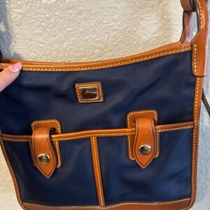 Navy and Brown Crossbody Bag